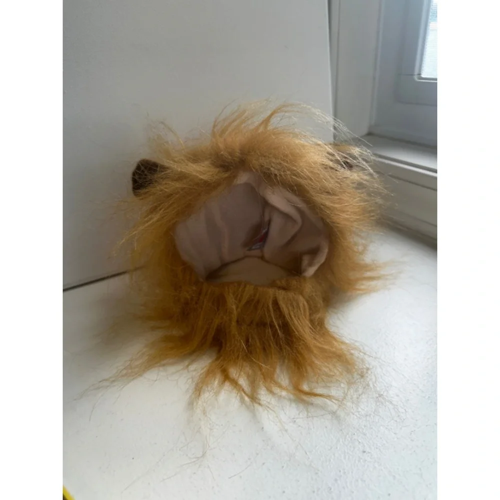 Pet Lion Mane Costume for Cats and Small Dogs Brown Faux Fur Wig with Ears